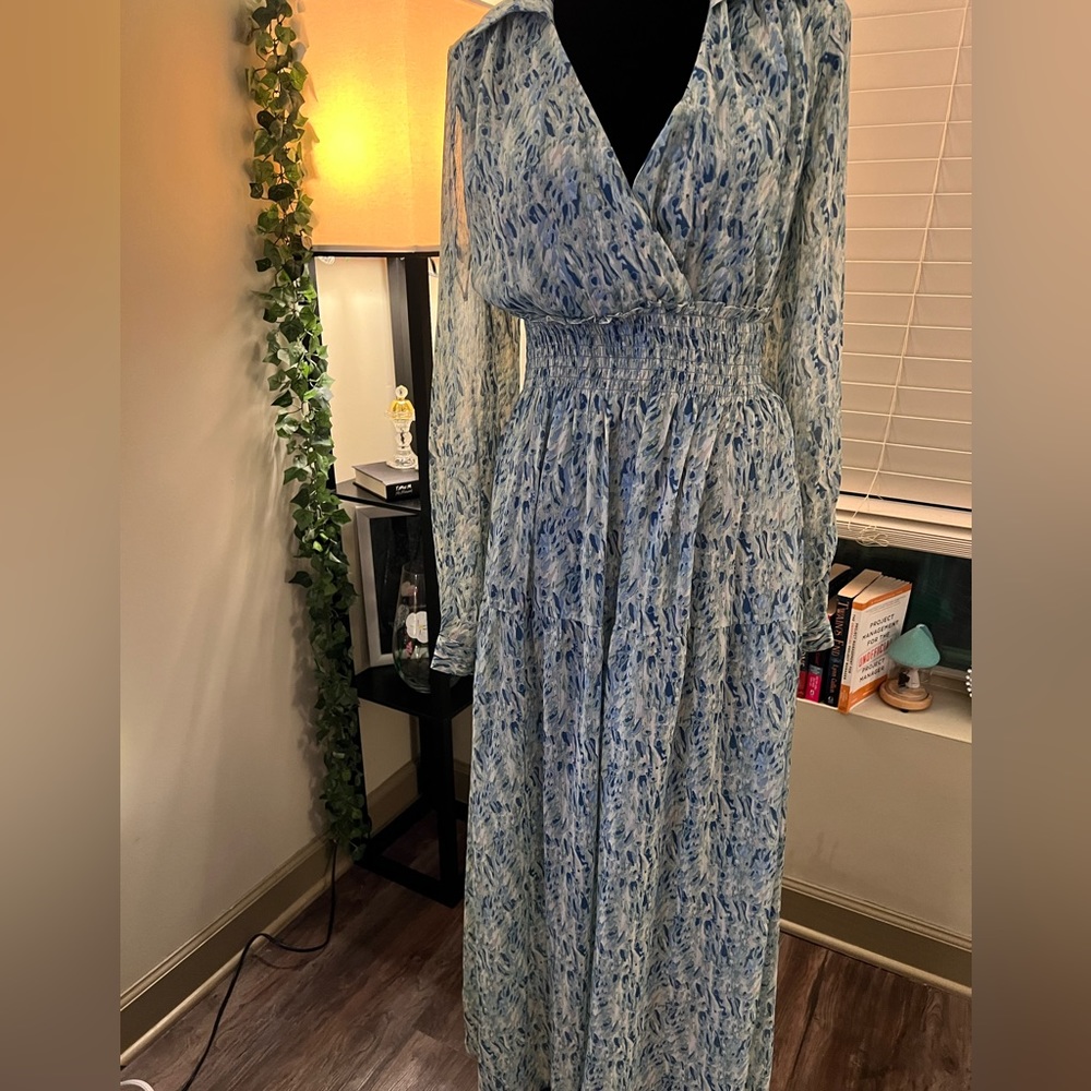 Patterned smocked dress